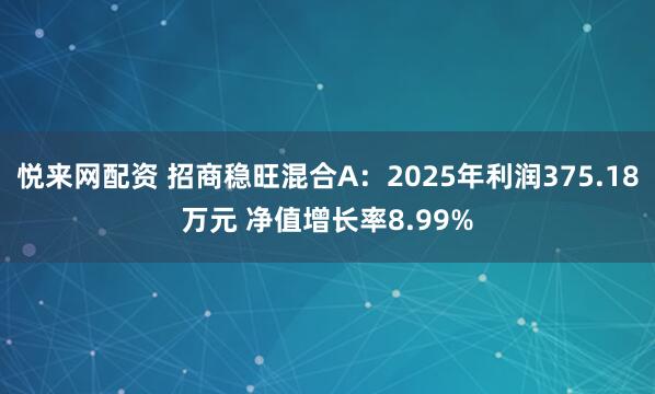 悦来网配资 招商稳旺混合A：2025年利润375.18万元 净值增长率8.99%