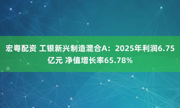 宏粤配资 工银新兴制造混合A：2025年利润6.75亿元 净值增长率65.78%