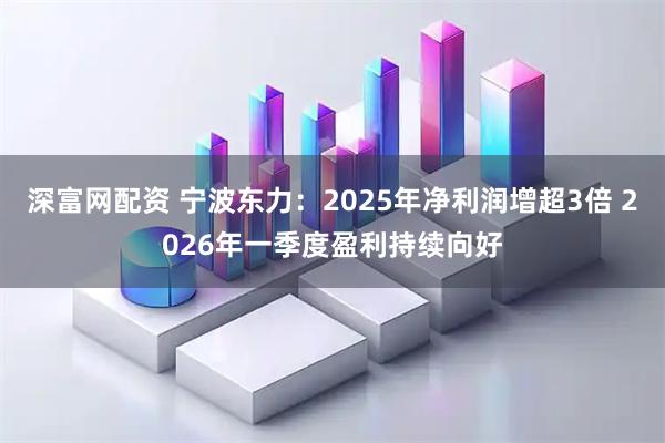 深富网配资 宁波东力：2025年净利润增超3倍 2026年一季度盈利持续向好